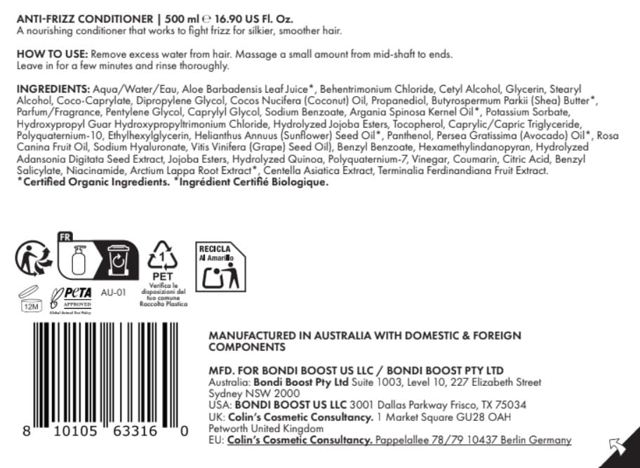 BondiBoost Anti-Frizz Smoothing Conditioner, Silicone-Free, Aloe-Based Formula with Vitamin C, Hyaluronic Acid - Image 2