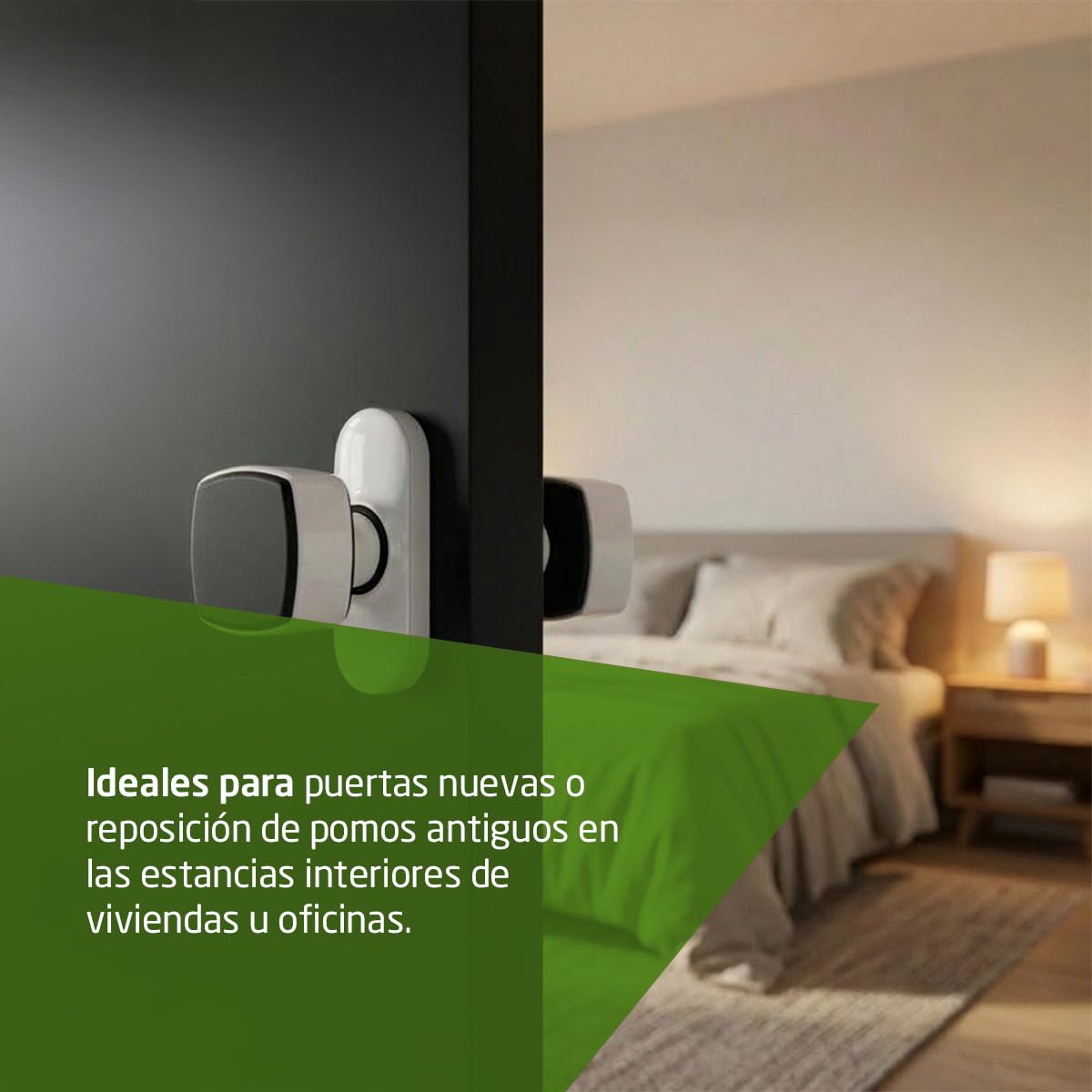Amig - Juego de Pomos Cuadrados con Placa Estrecha Mod. 6807-81 x 31 mm - Para Puertas de Interior - Ideal en Dormitorios, Baños y Despachos - Aluminio Blanco