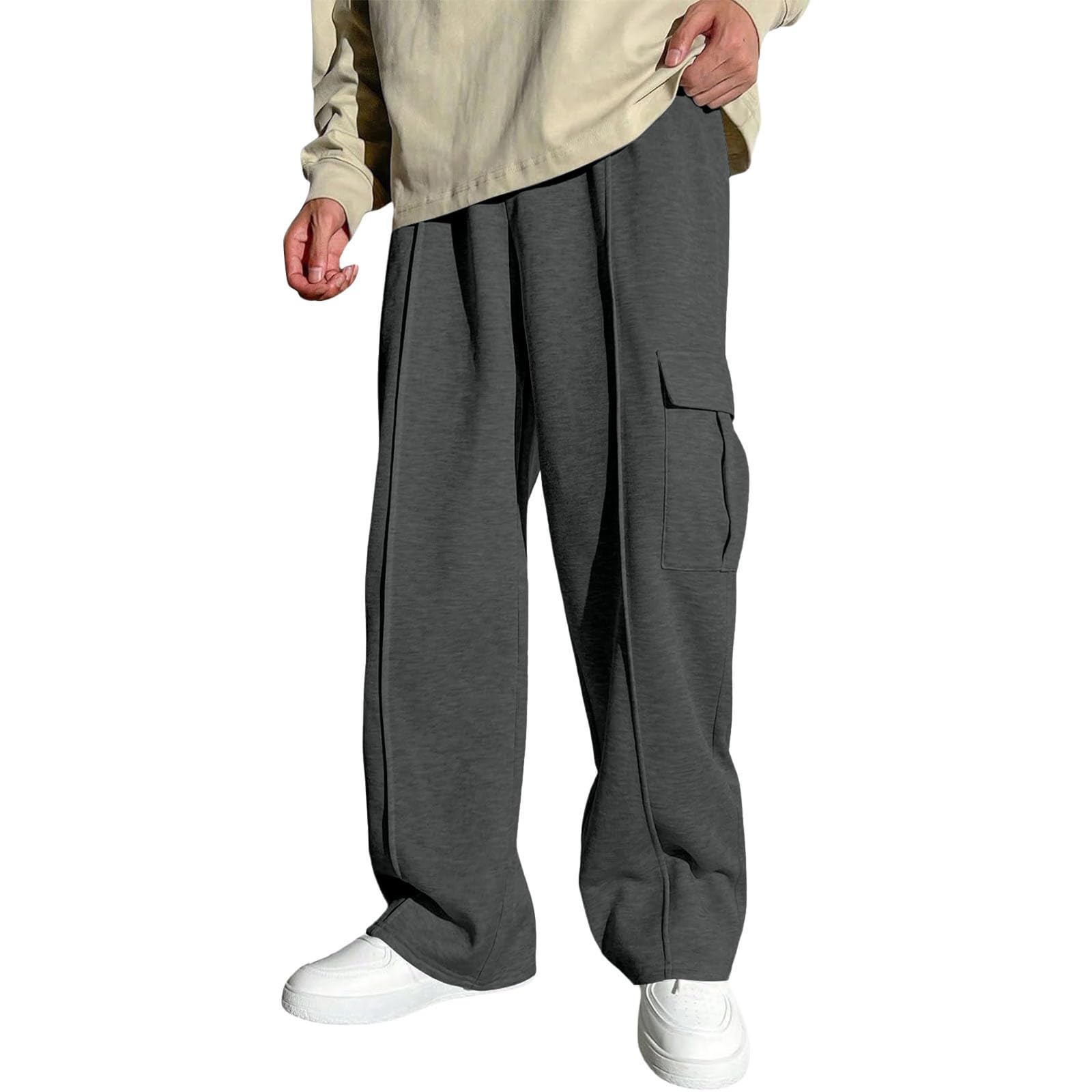Pantalon de survêtement garçon cargo ample gris foncé 5-6 ans - 6