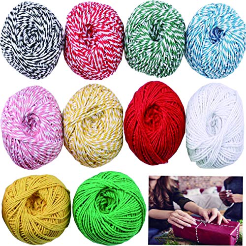 Touwsnoer Decoratief, Biluer 10 Rolls 750m Katoenen touw Wikkeltouw Koorden Katoenen draad Ambachtelijke touw Verpakkingsgaren Perfect voor bakken Slagers DIY Arts Crafts en Christmas Gift Wrapping