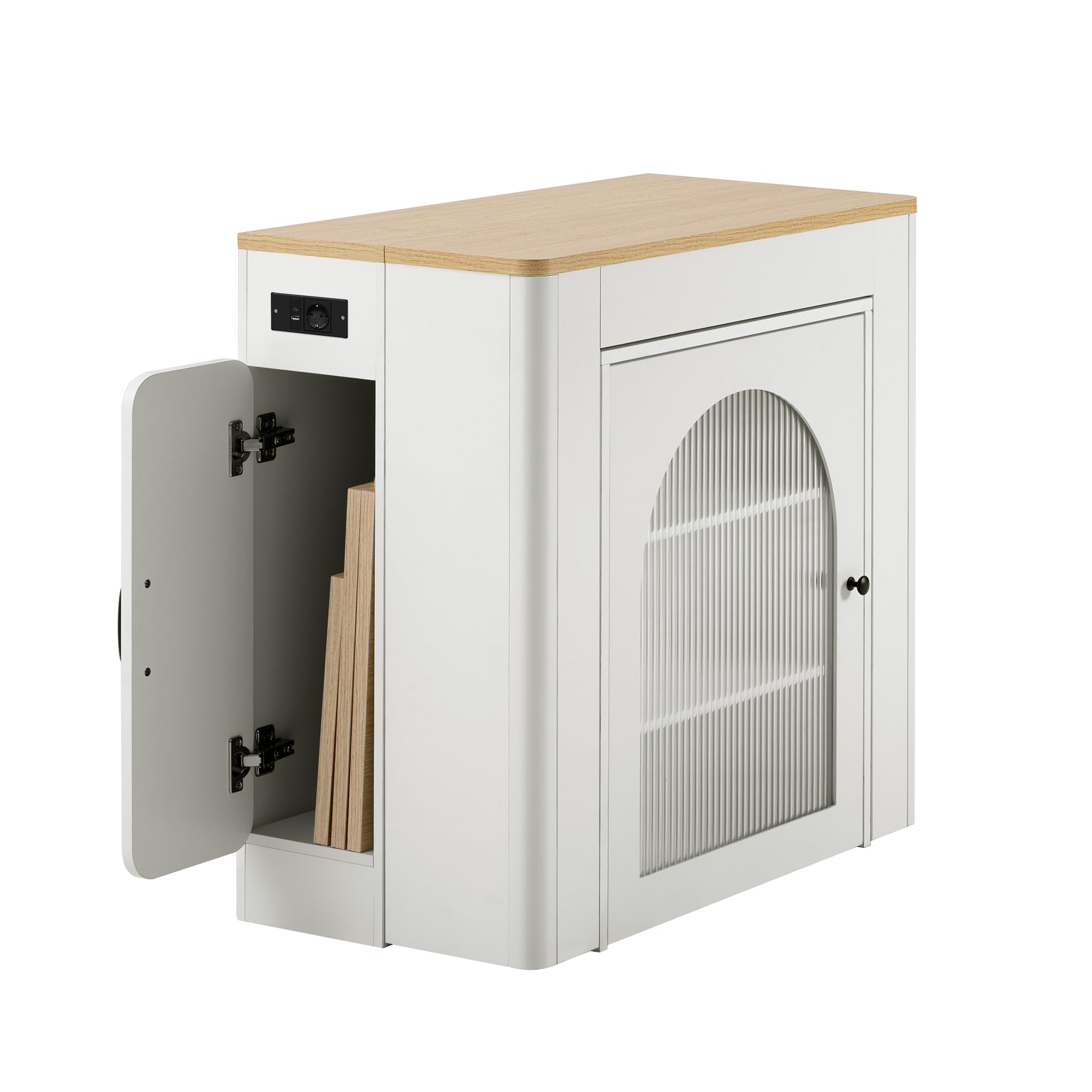 Isla de cocina extensible 149,5 x 80 x 77 cm, con superficie de trabajo extraíble, mesa bar con enchufe múltiple integrado, aparador con dos cajones y amplio espacio de almacenamiento (blanco)