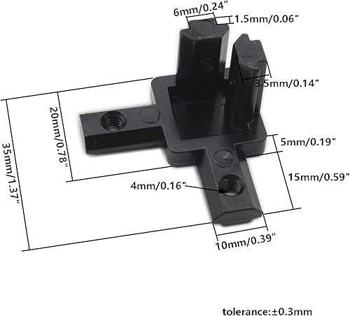 Miniatura 2 de 4 conectores de perfil de aluminio negro, soporte de esquina de extremo de 3 vías, conector sólido con tornillo M4 para ranura estándar en T de