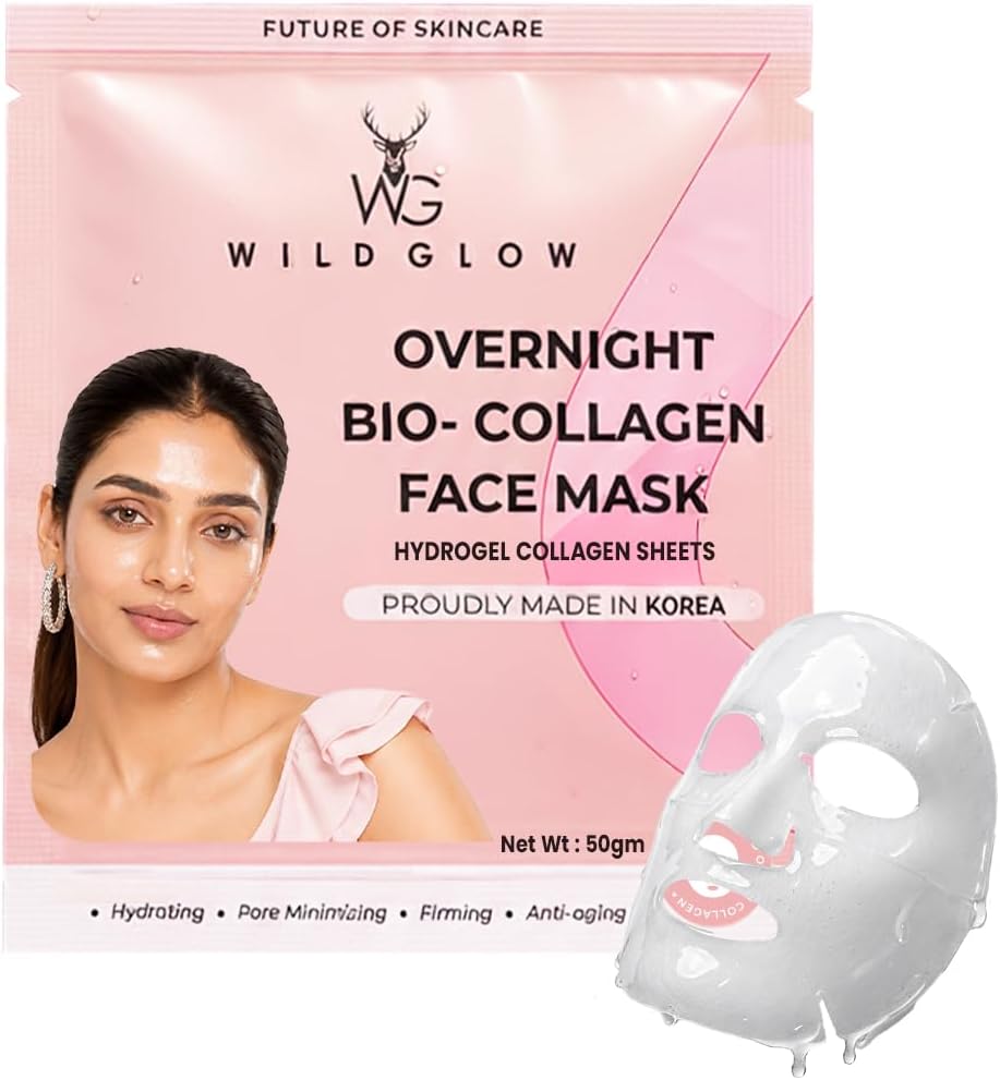 Korean Glass Skin Bio-Collagen Overnight Face Mask for Deep Hydration, Pigmentation, Anti-Aging & Pore Minimizing | Hyaluronic Acid, Niacinamide, Vitamin E & Centella | Pack of 1