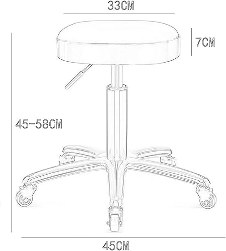 Miniatura 2 de Taburete de salón de rotación de 360, silla redonda de belleza de piel sintética, rueda de elevación y base de acero inoxidable dorado, taburetes de