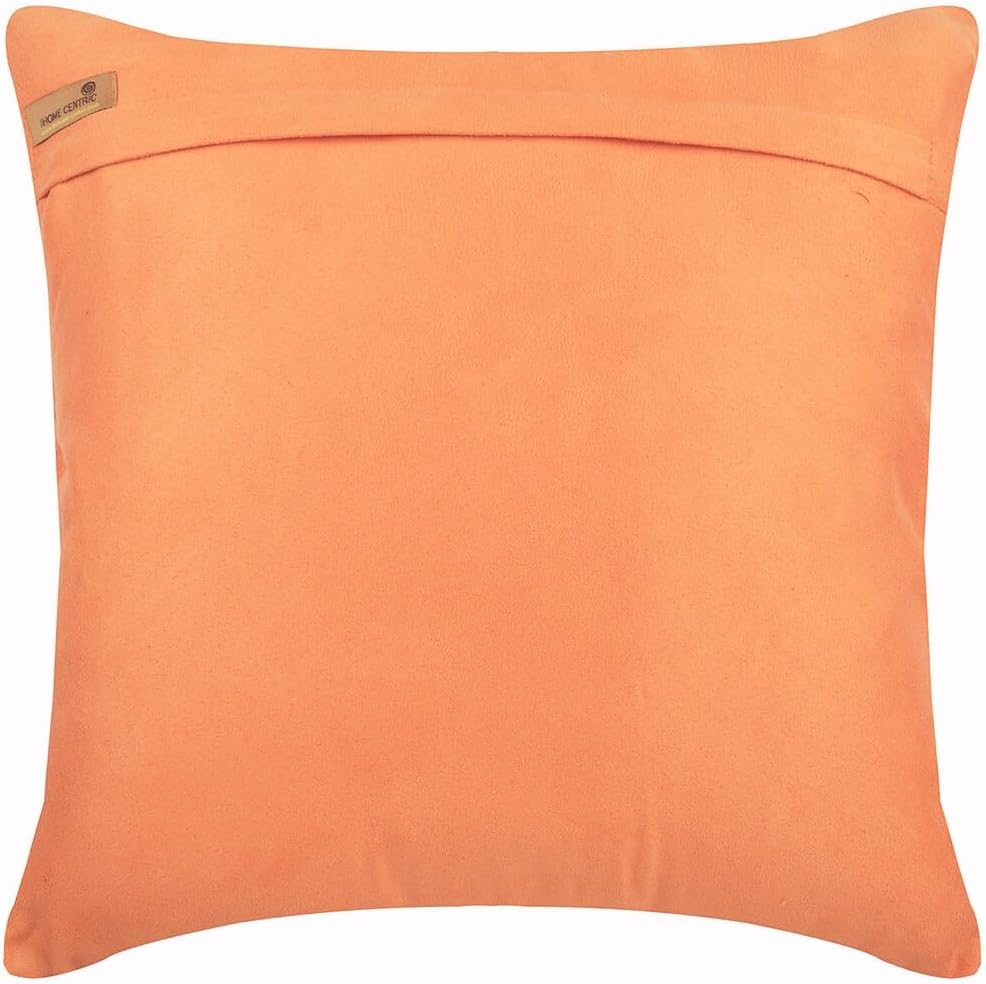 The HomeCentric Pillow Covers, Orange Shams, Rhinestone Crystals Textured Pintucks Pillow Sham, 24x24 inch (60x60 cm) Pillow Sham, Faux Suede Pillow Sham, Striped Halloween - Smoked Salmon