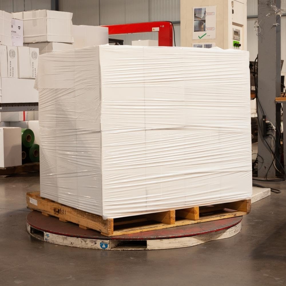 PSBM Lot de 20 rouleaux de film étirable blanc de calibre 80, 76,2 cm x 1524,4 m, pour machine, très résistant industriel, pour le déménagement, l'emballage, l'expédition, l'emballage de palettes et