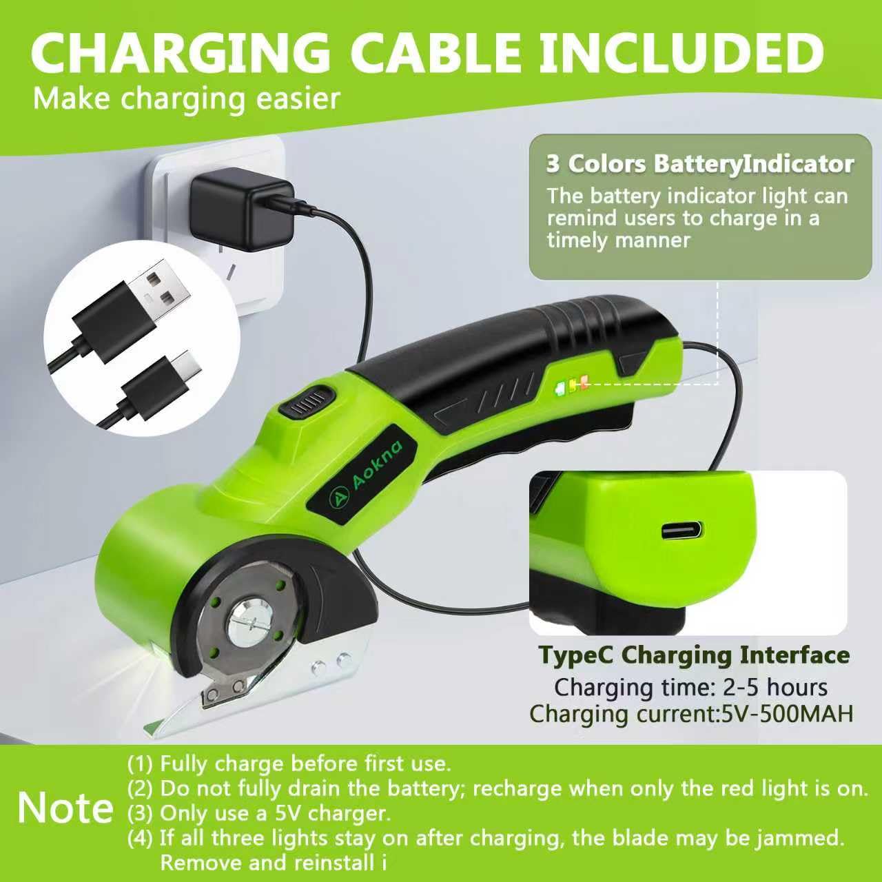 Tijeras eléctricas inalámbricas de 4,2 V, recargables, con batería de 2000 mAh, luz LED, bloqueo de seguridad, una hoja de repuesto, cortador de cajas para cartón, tela, plástico y alfombras finas