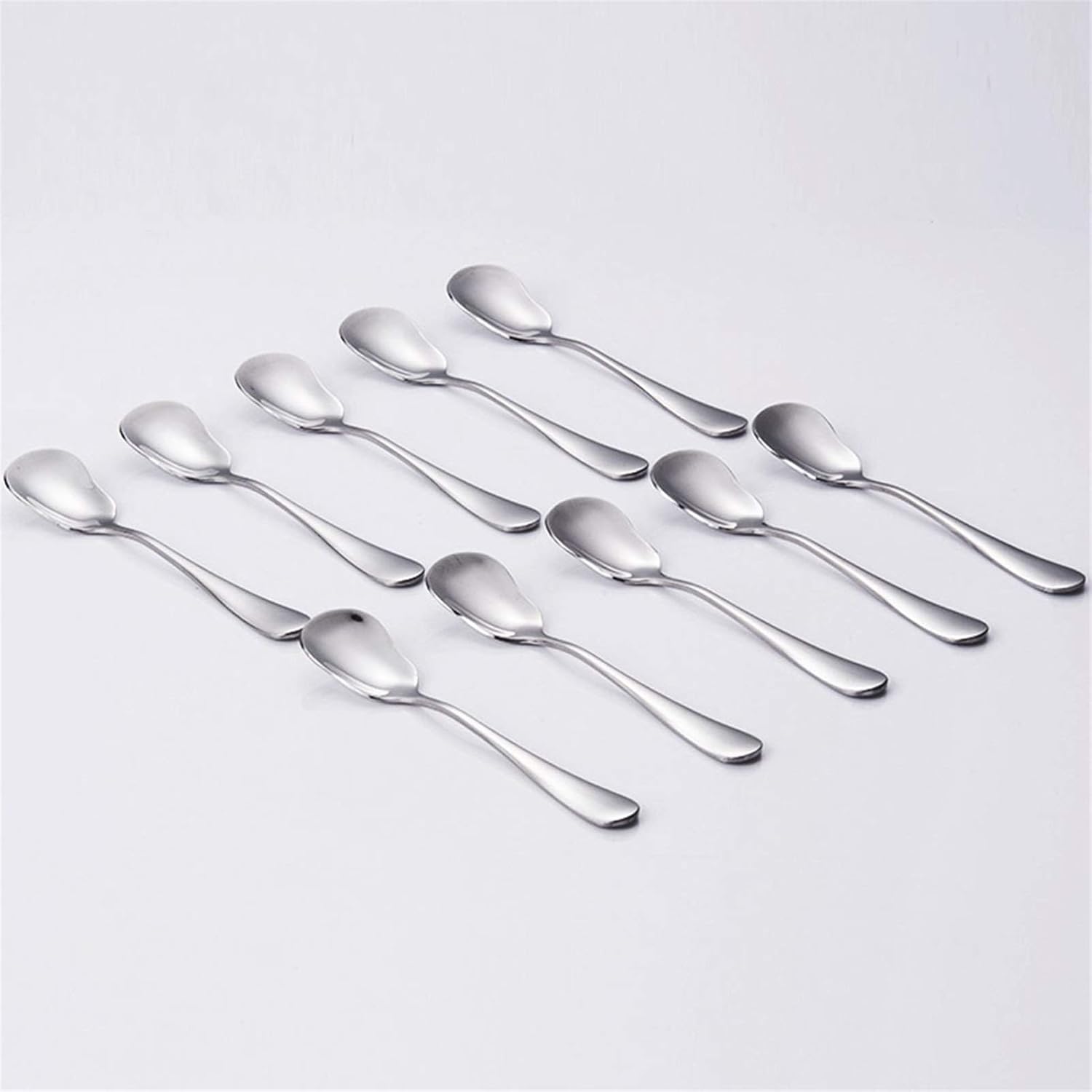 Scoop Stainless Steel Spoon 10 Piece Set Dessert Spoon Yogurt Spoon Ice Cream Spoon Cute Pudding Small Spoon 5.31 Inches Soup Spoon
