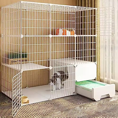 Cage pour chat d'intérieur pliable avec bac à litière coulissant pour furet et chinchilla