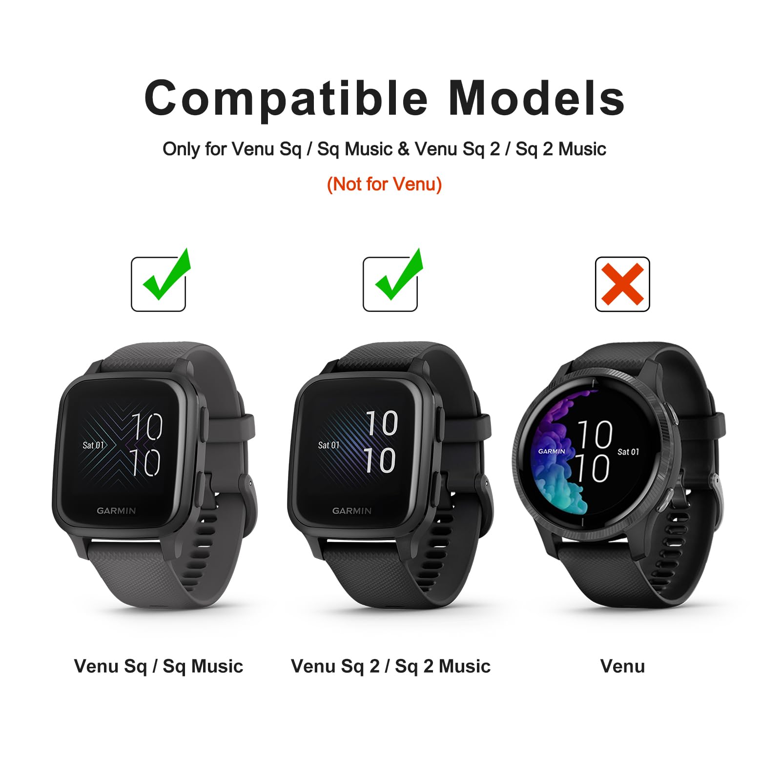 Protection écran Garmin Venu Sq 2 / Music Edition [2 Pièces] - Film 3D Full Coverage, Anti-rayures
