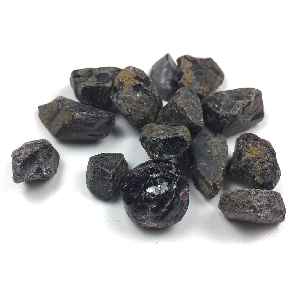 DingSheng100g Natural Red Garnet Original Quartz Crystal Stone Mineral Specimens Reiki Healing Crystal Energy Gemstone DIY Jewelry and Free Pouch