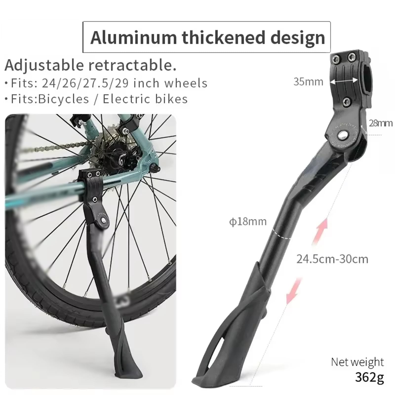 Verstellbarer Aluminium-Fahrradständer für Decathlon Rockrider E-ST 500/E-ST 520/E-EXPL 520/E-EXPL 700, Fahrradständer Hinterbau Stabil & rutschfest,B 