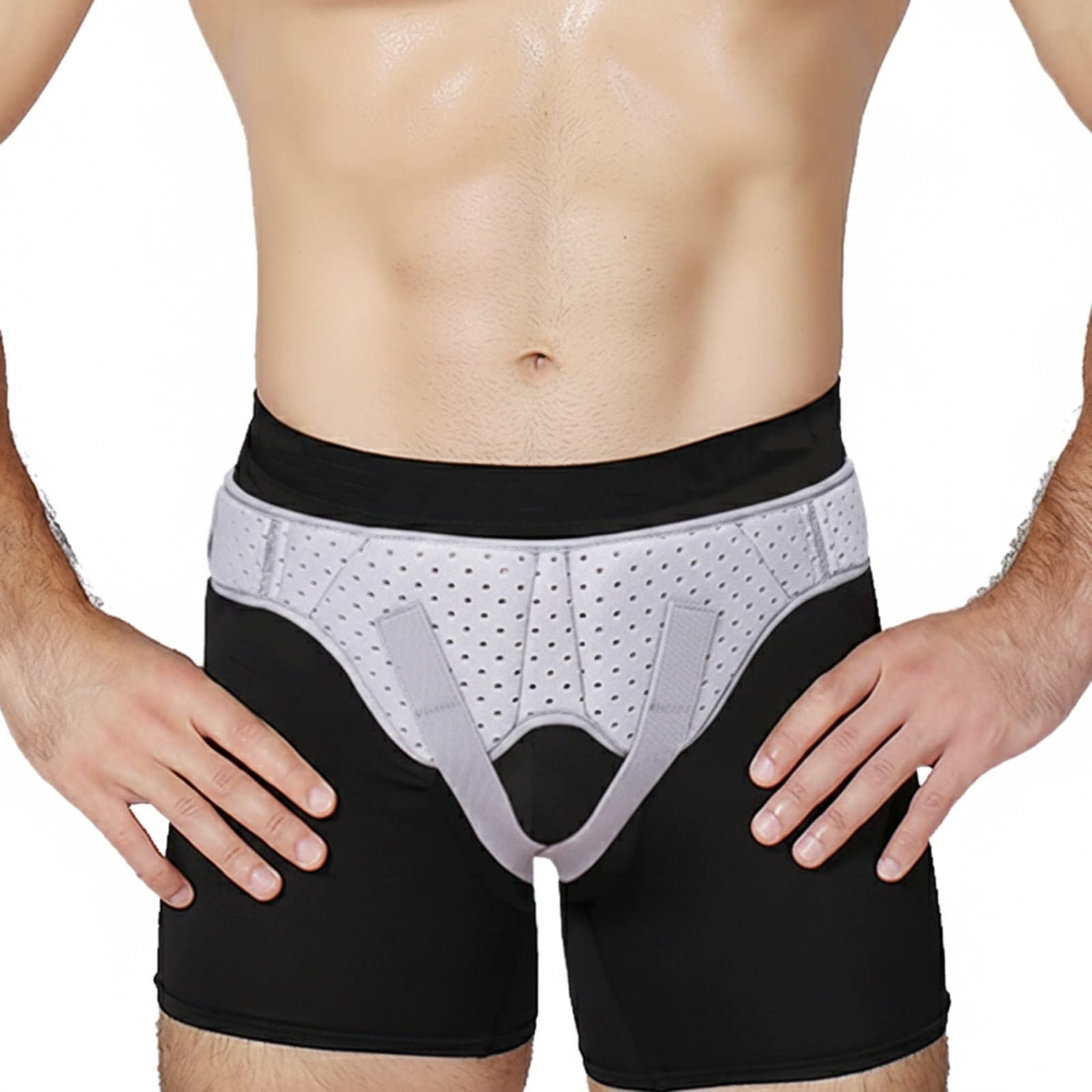 Podtrzymujący Przepuklinę dla Mężczyzn, Pas Przepuklinowy Pachwinowy, Łatwy w Noszeniu, Odpinany Wkład Uciskowy EVA, Wygodny Materiał(Gray,XL)