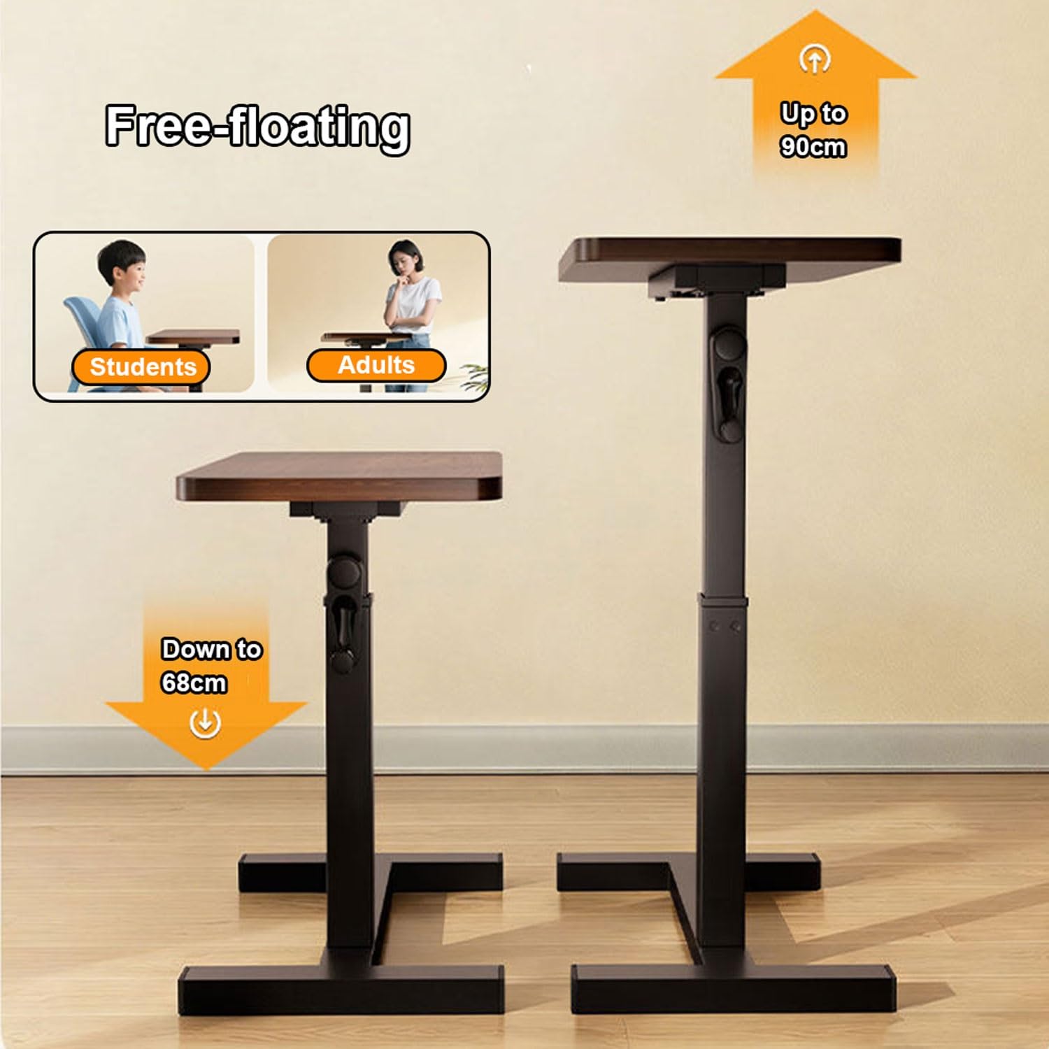 Altura Ajustable Mesa auxiliares Cama sofá,Mesa Ordenador portatil pequeña con Ruedas,Mesa for Comer en Dormitorio camao,para Salón Sofá Oficina Mesa de Comer Médica Hospital(60 * 40CM/24 * 16IN)