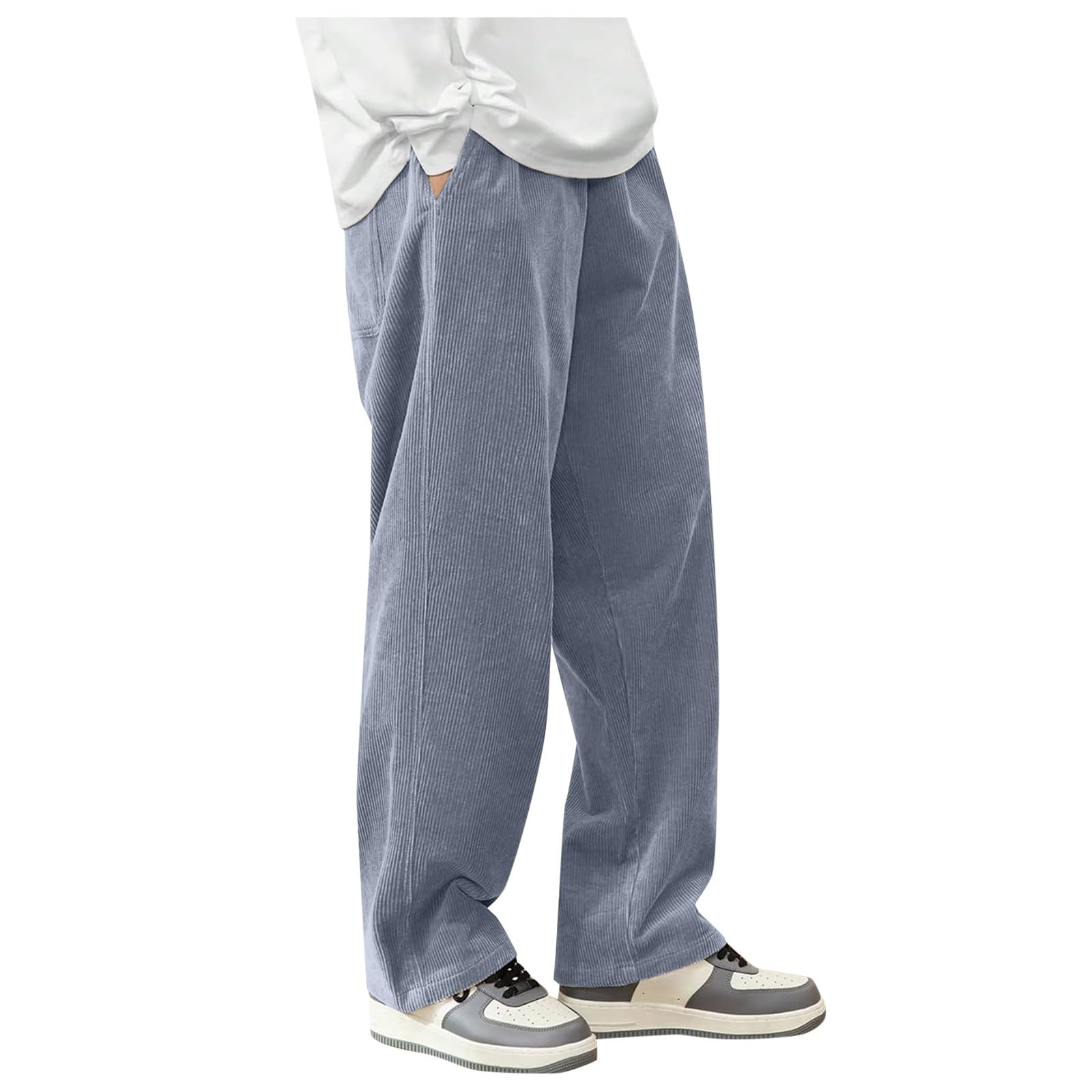 Pantalon de jogging baggy unisexe uni en velours côtelé - 8