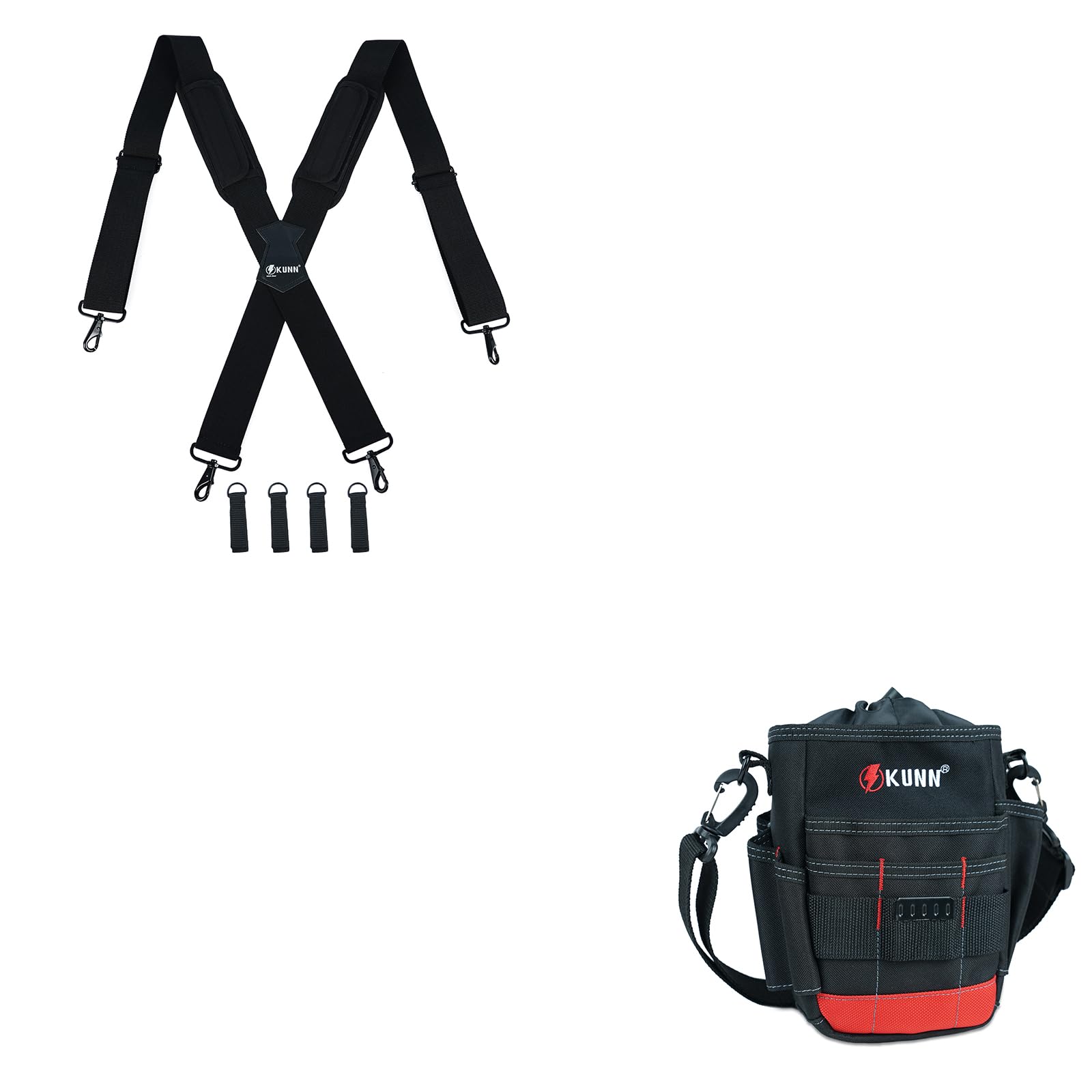 KUNN Tool Belt Suspenders Removable Padded Shoulder Shoulder Strap Tool Pouch