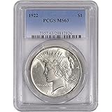 1922 US Peace Silver Dollar $1 MS63 PCGS