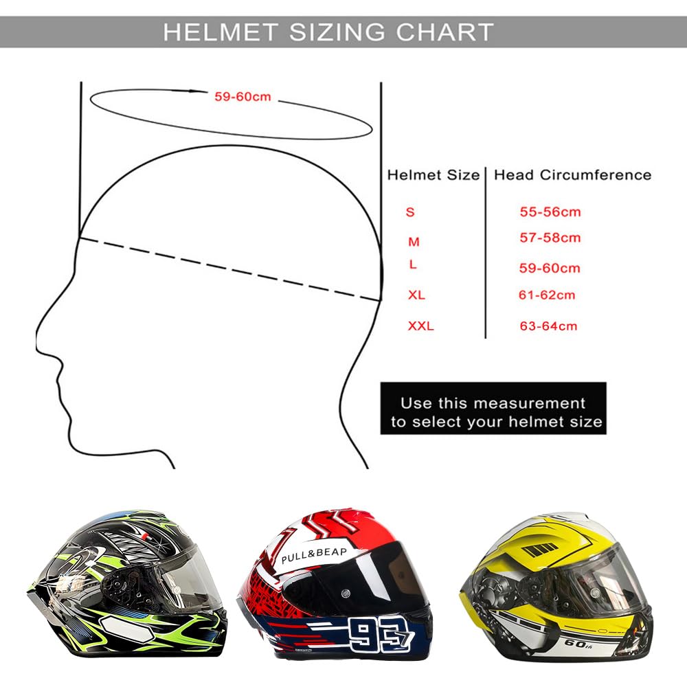 Shkalacar Casco Moto Unisex Adulto, Casco de Calle de Cara Completa, Casco Moto Integral Four Seasons Street Touring Casco de Moto 5 Estilo E Tamaño M,L,XL
