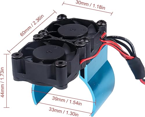 Miniatura 2 de Disipador de calor de aluminio con sensor térmico de motor RC con doble turbo ventiladores de alta velocidad para 540 550 motores Traxxas Redcat HSP
