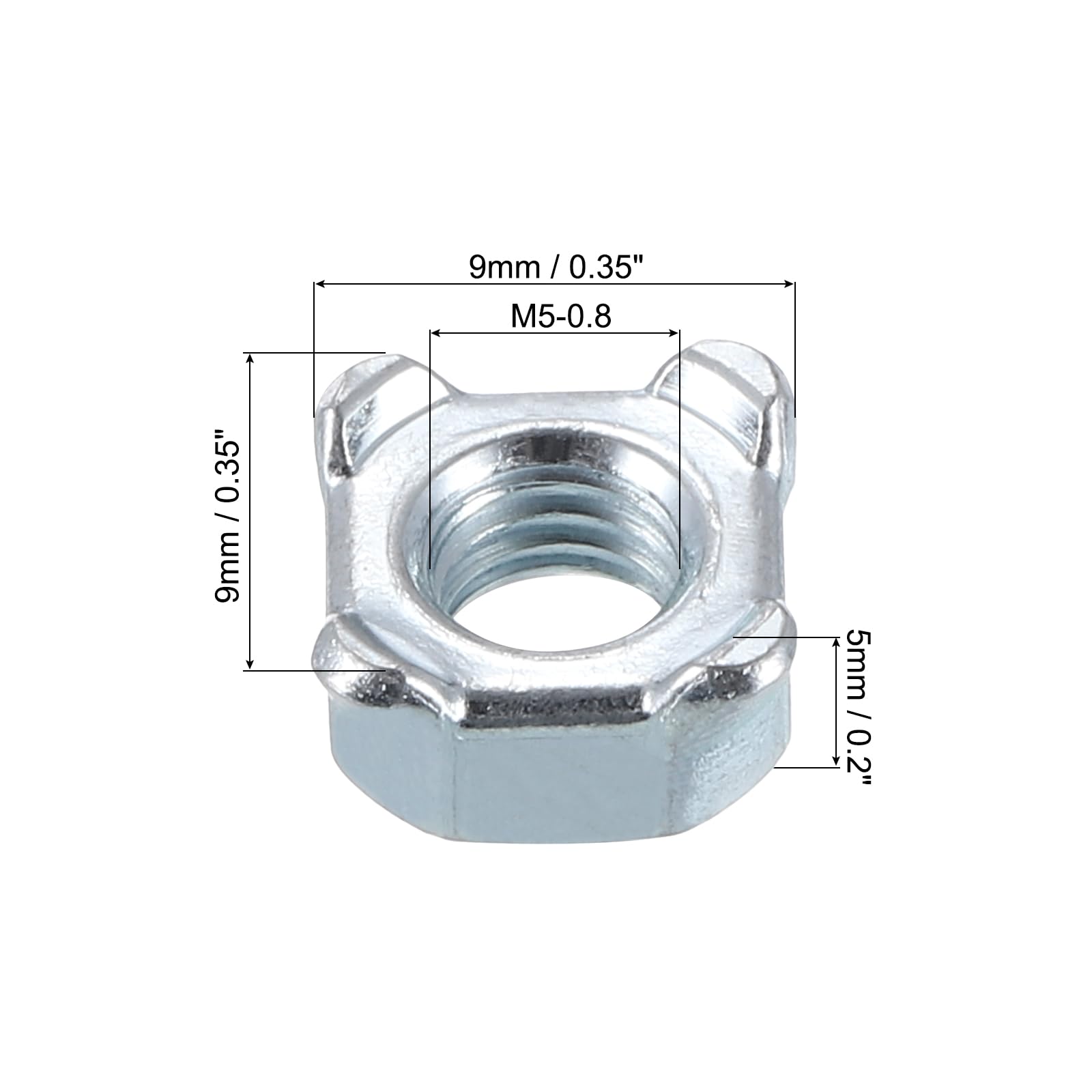 QUARKZMAN Dadi per Saldatura, M5 UNC Quadrati in Acciaio al Carbonio Vite Macchina Argento 20pz