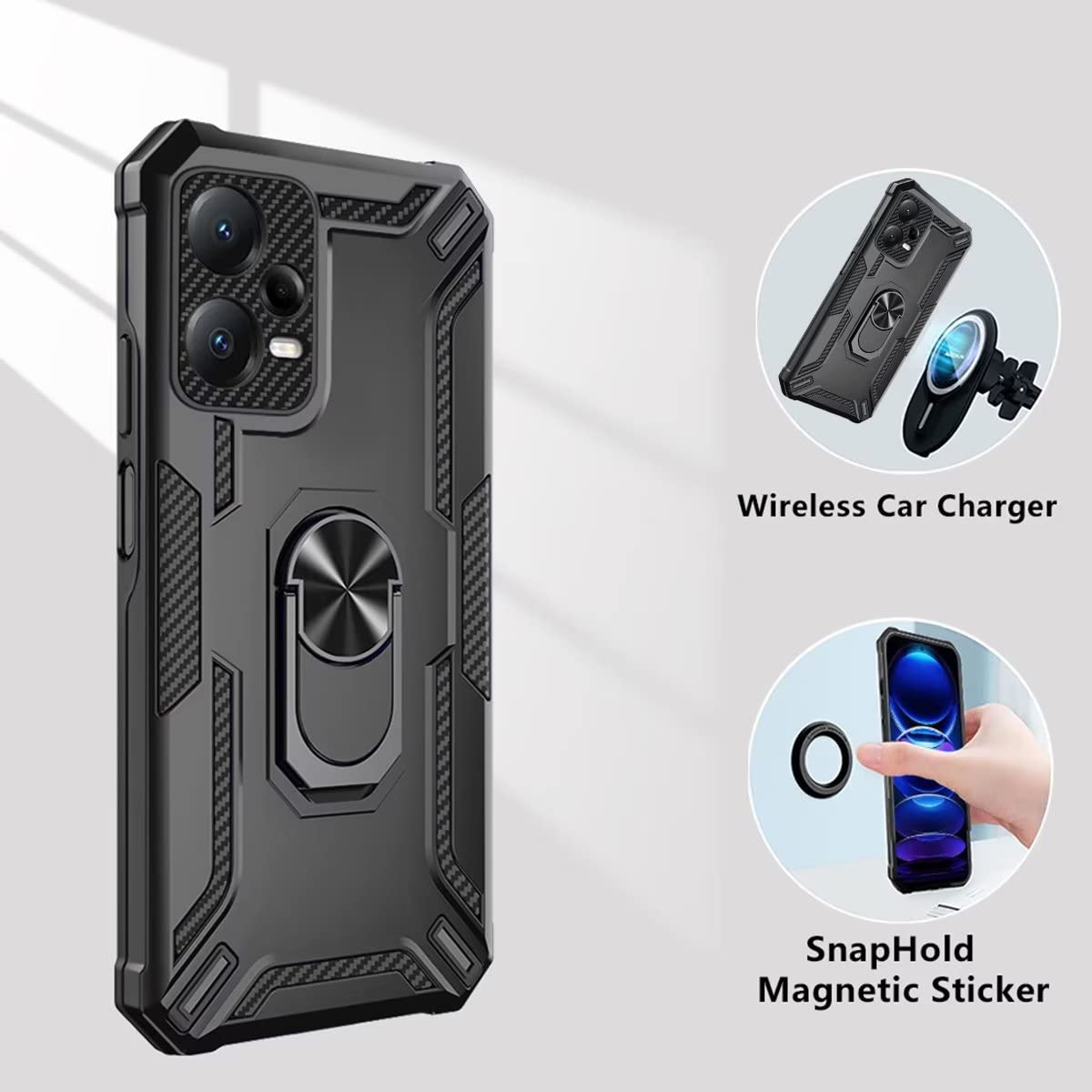 Custodia COMAKU Per Xiaomi Redmi Note 10/10S/Poco M5s – TPU+PC Antiurto Con Anello E Supporto Magnetico Blu - 2