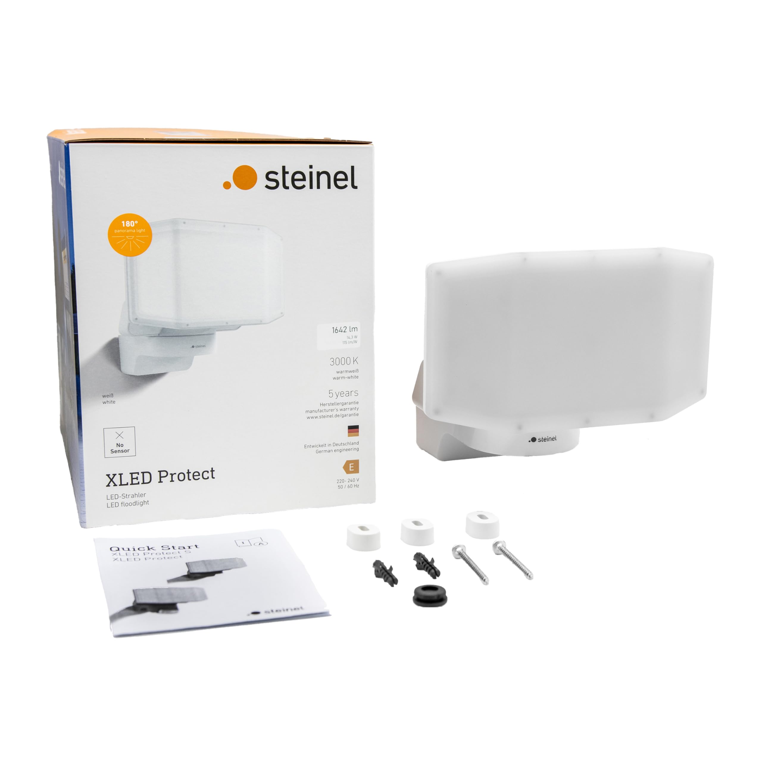 Proyector LED para exteriores Steinel XLED Protect blanco | 3000 K blanco cálido, panel orientable, foco LED para jardines, garajes, patios