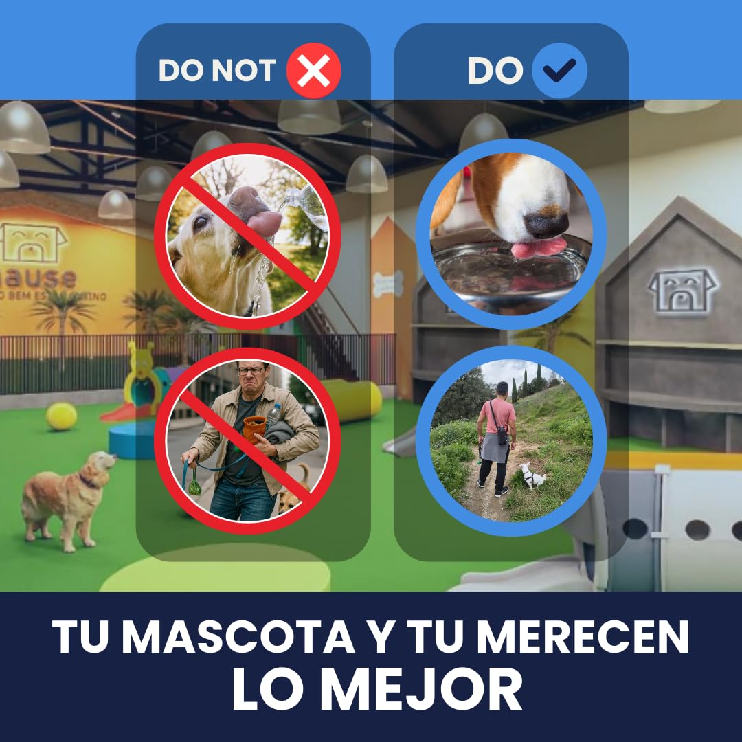 Botella Térmica 1L para Perros 4 en 1 – Acero Inoxidable con Bebedero Portátil, Comedero Extraíble, Porta Bolsas y Estuche Neopreno
