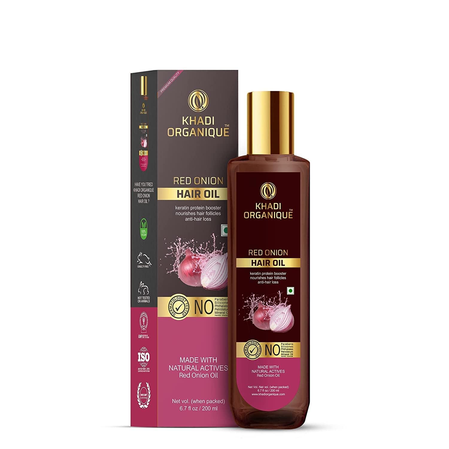 Khadi Organique Red Onion Hair Oil for Hair Fall Control & Hair Growth with Black Seed Oil | All-Natural, 100% Ayurvedic & Cold-Pressed Hair Oil for Stronger & Shiny Hair - 200ml-picture-21