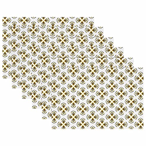 Sets de table motif paon abstrait pour repas de famille sans tache - 6