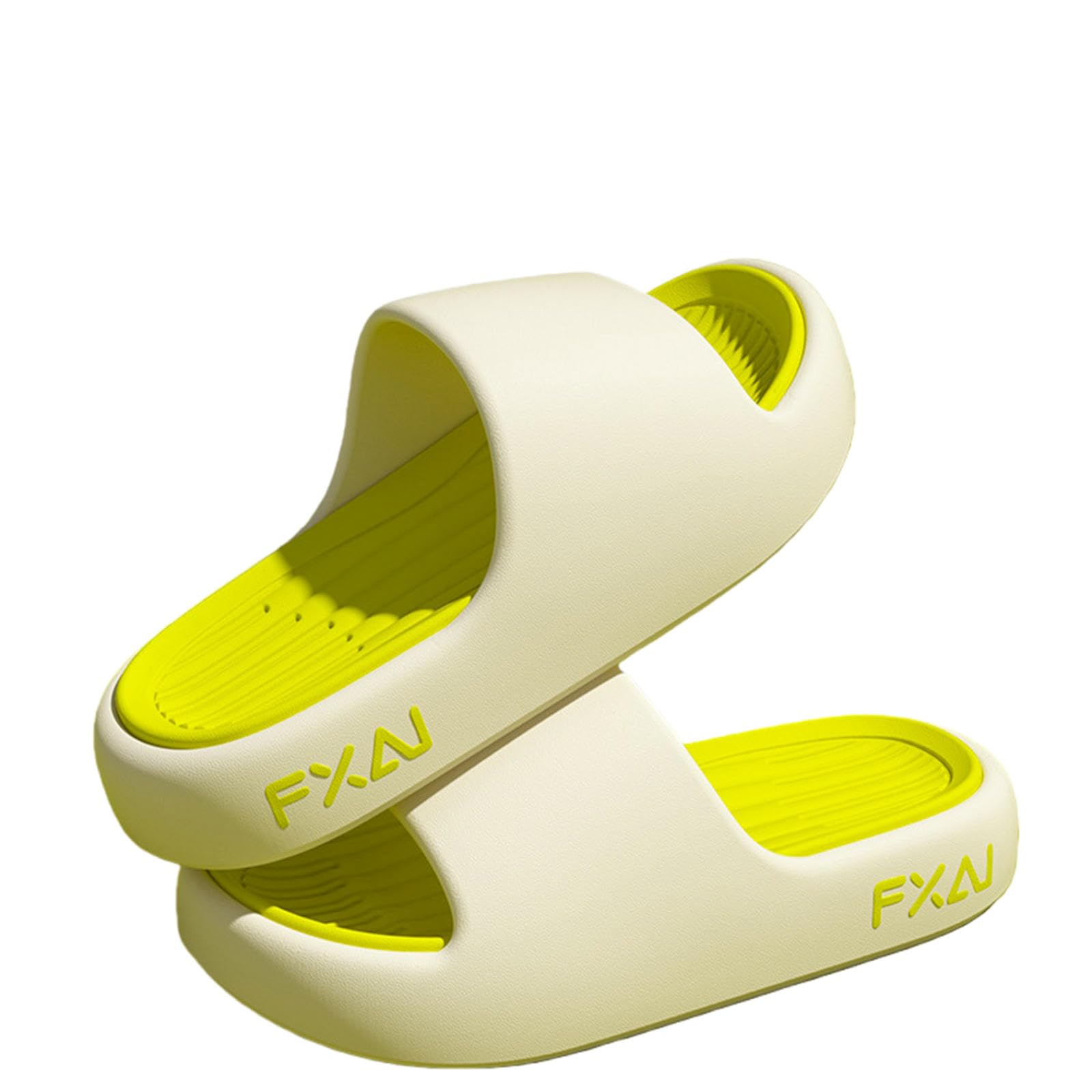Gyios Summer Slippers Shower Sandals Flip-flops Solid Color Extra Thick Non-slip Soles Bathroom Leisure Beach Household Slippers-white Green-38-39
