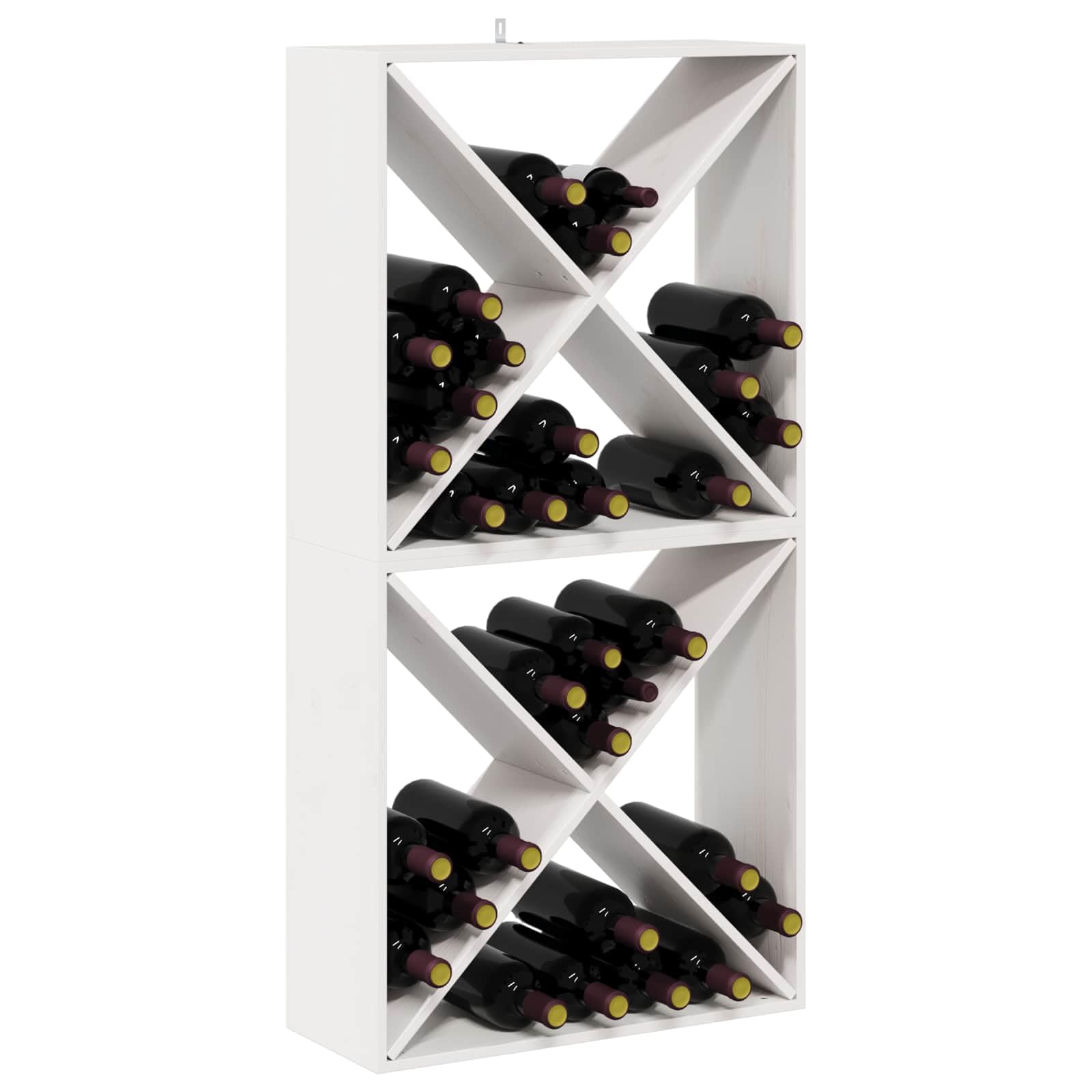 Mangloder Weinständer aus massivem Kiefernholz, 2er Set weiß, 62 x 25 x 62 cm, Weinregal mit Stauraum, für Küche Wohnzimmer, zur Wein und Gläser Aufbewahrung
