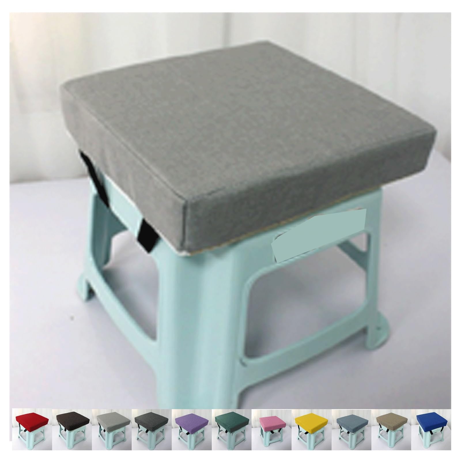 SDNAM Cojín Grueso de 5/8 cm Cojines para Silla de Taburete para Silla de Comedor, Cuadrado para Silla de Comedor, Antideslizante, para el hogar, la Escuela, Taburete(Light Gray,25x25x8cm)
