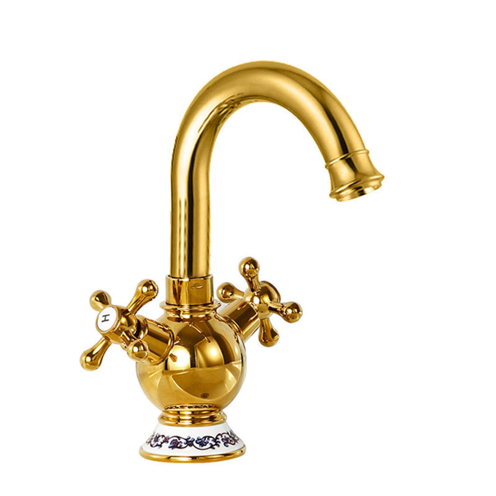 Fanjubei Golden Dwarf Antique-Style Double-Handle Vegetable Washing Basin Hot And Cold Water Faucet