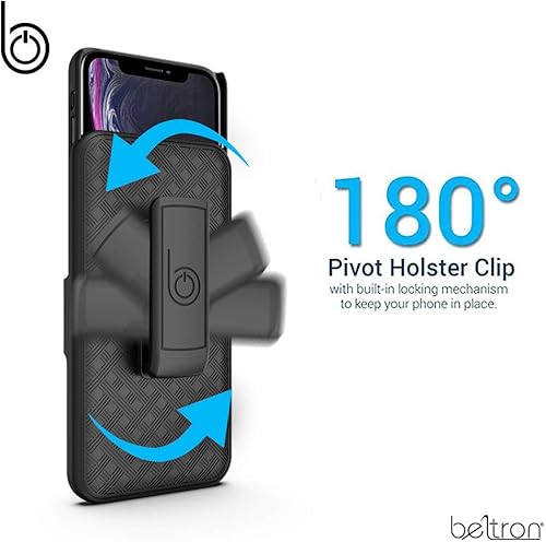 Miniatura 5 de BELTRON Funda deslizante con clip para cinturón para iPhone Xs MAX, concha/funda combinada con soporte integrado