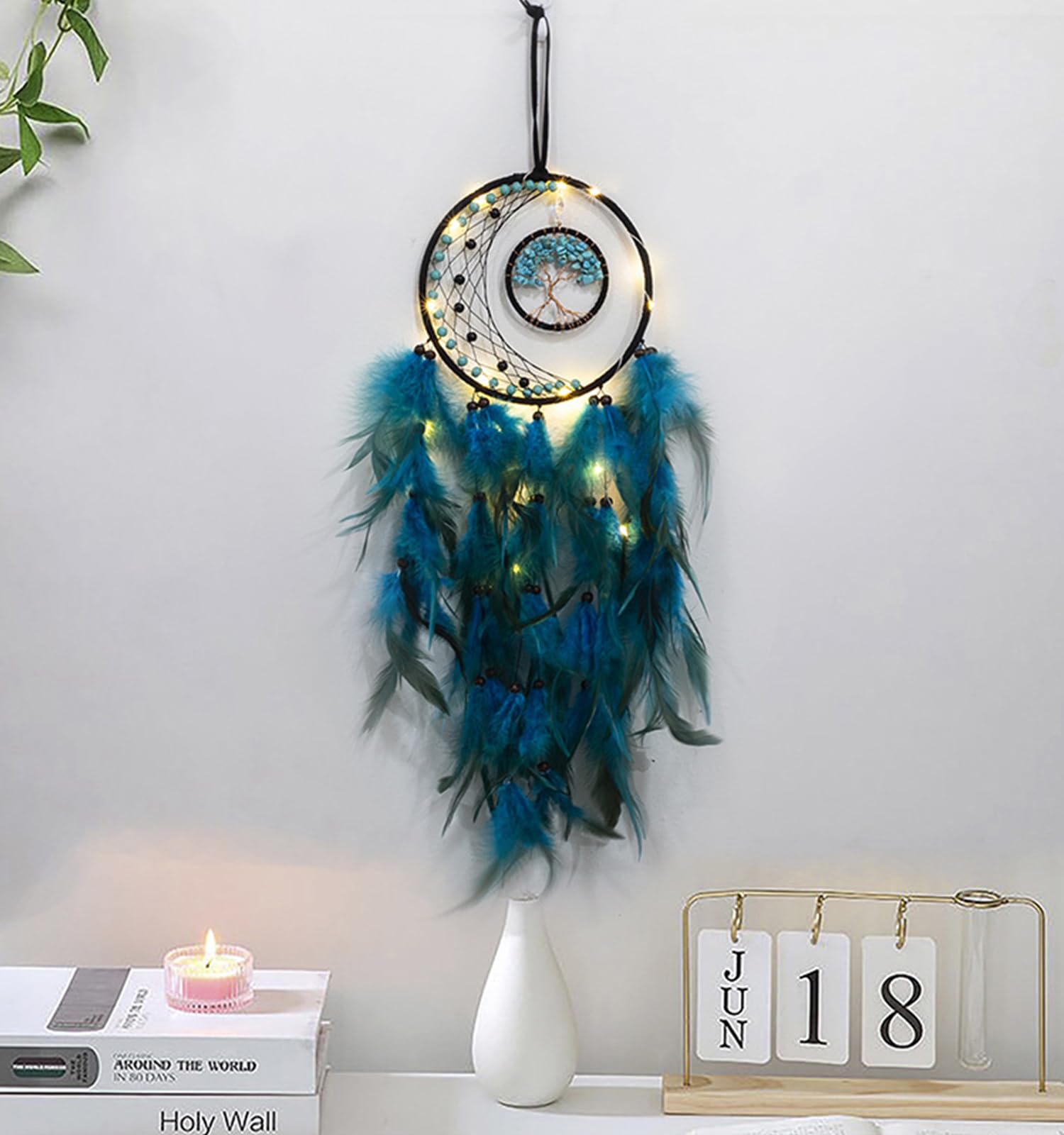 Acchiappasogni Del Malocchio Con Luce, Decorazione Da Appendere Alla Parete, Acchiappasogni Fatti A Mano Del Malocchio Per L'arredamento Camera Letto, Casa, Ornamento Regalo Artigianale