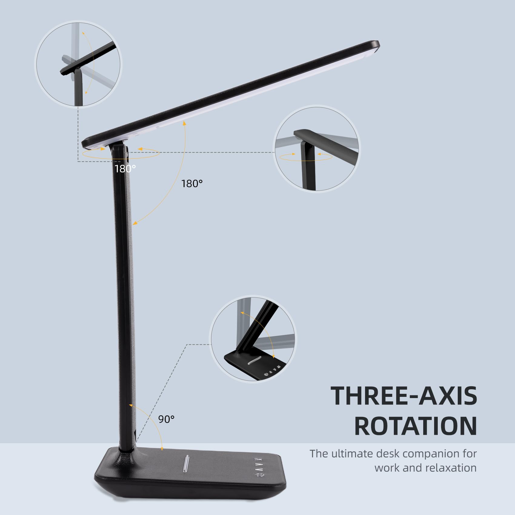 Lampada da scrivania a LED, dimmerabile, lampada da tavolo a LED con 5 colori e 5 livelli di luminosità, lampada da lettura con porta di ricarica USB, controllo touch per bambini, camera da letto