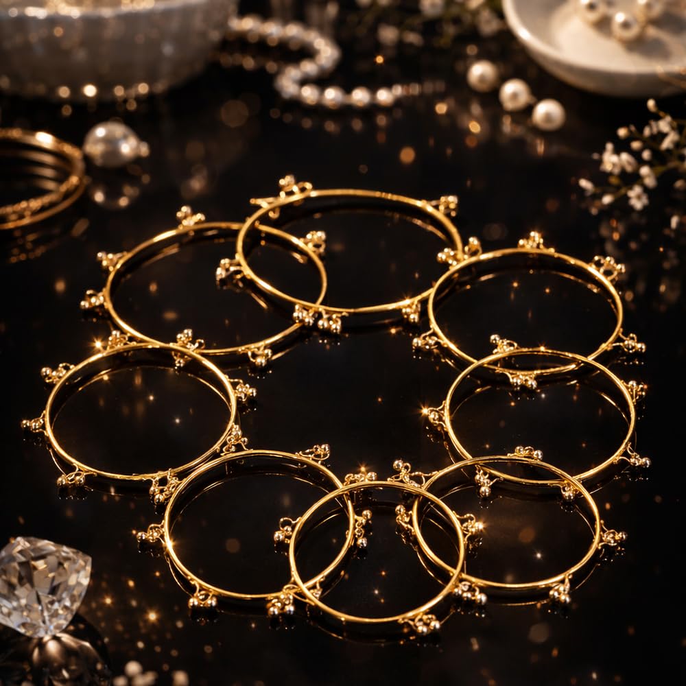 Shining Diva Fashion 8 Pcs Traditional Stylish Ghungroo Kashmiri Bangles Set for Women & Girls (17348b_2.6) 2