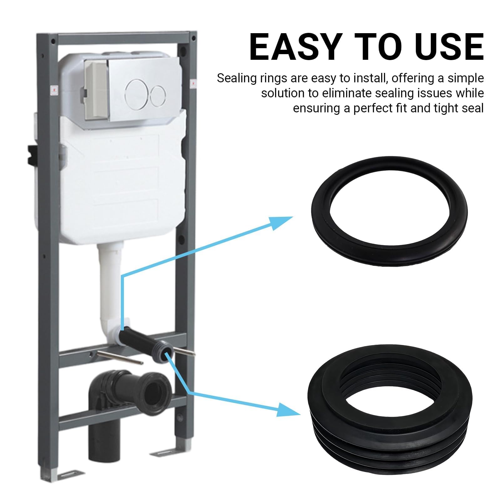 2 Piezas Juntas de Tubería para Geberit, Junta para Tubo de Descarga (Ø 55/42 mm), Junta de Manguito (Ø 36-45/60 mm), Compatible con Tubo de Descarga Oculto Geberit DN40/45mm, Modelos 362.771.00.1 - 5