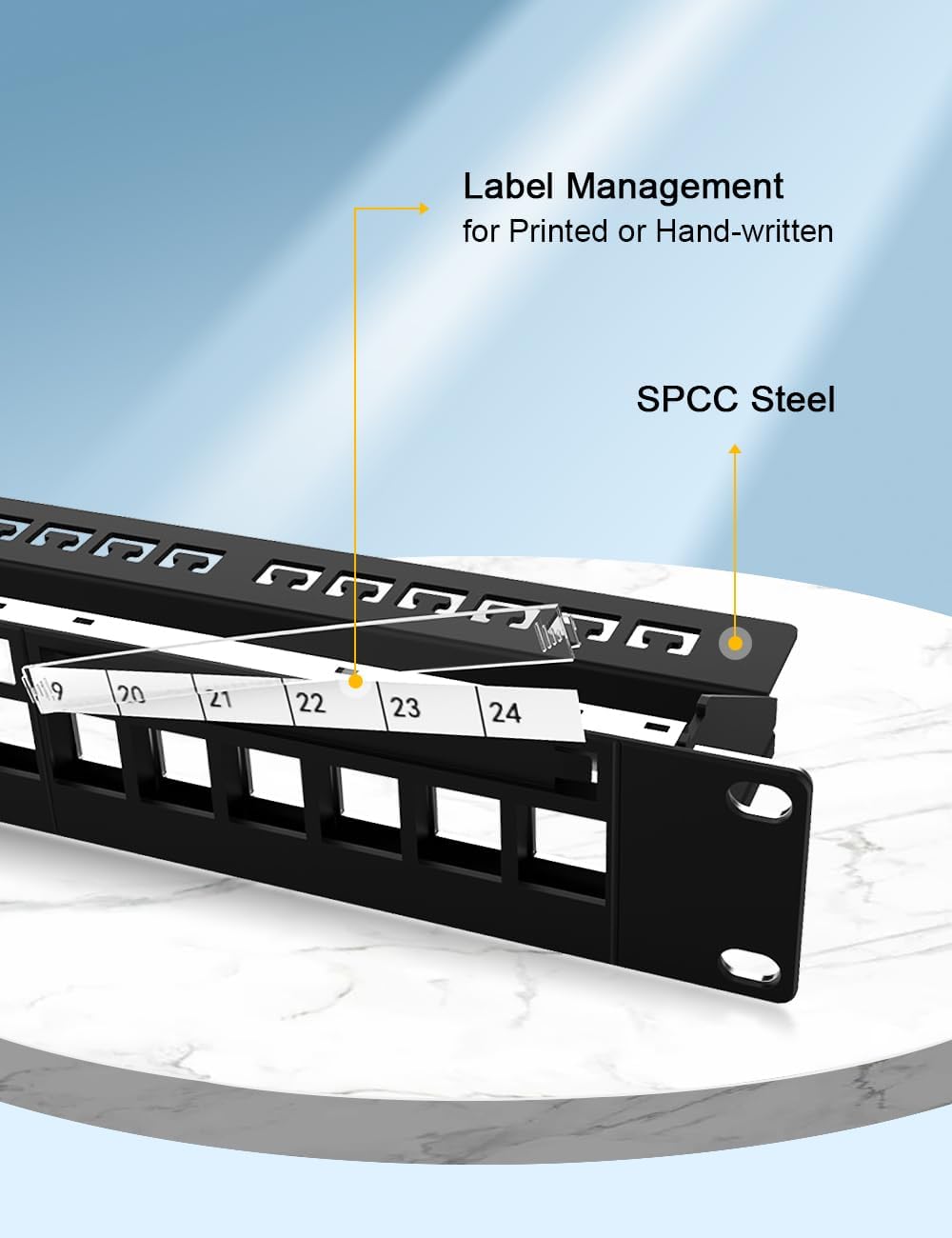 24Port Blank Keystone Patch Panel 1U 19" for Rackmount & Wall Mount Shielded with Cable Support Bar& Cat7 Keystone Coupler