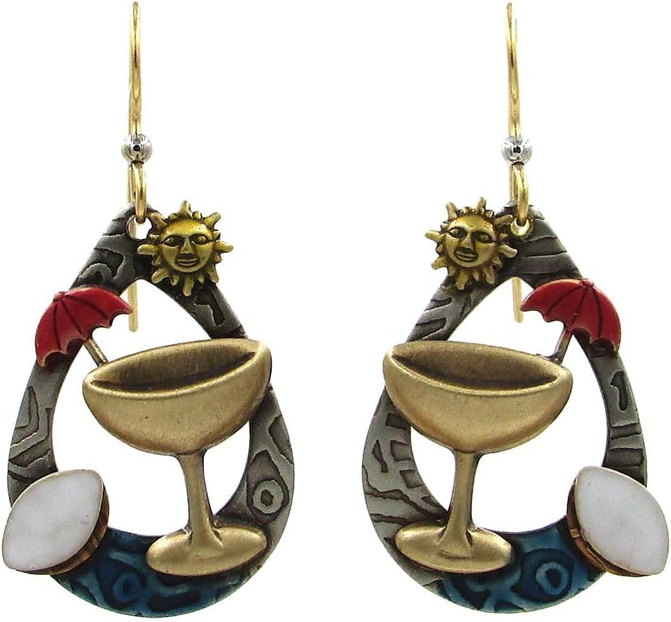 Silver Forest Glass/umbrella and Sun Pierced Earrings NE-1980