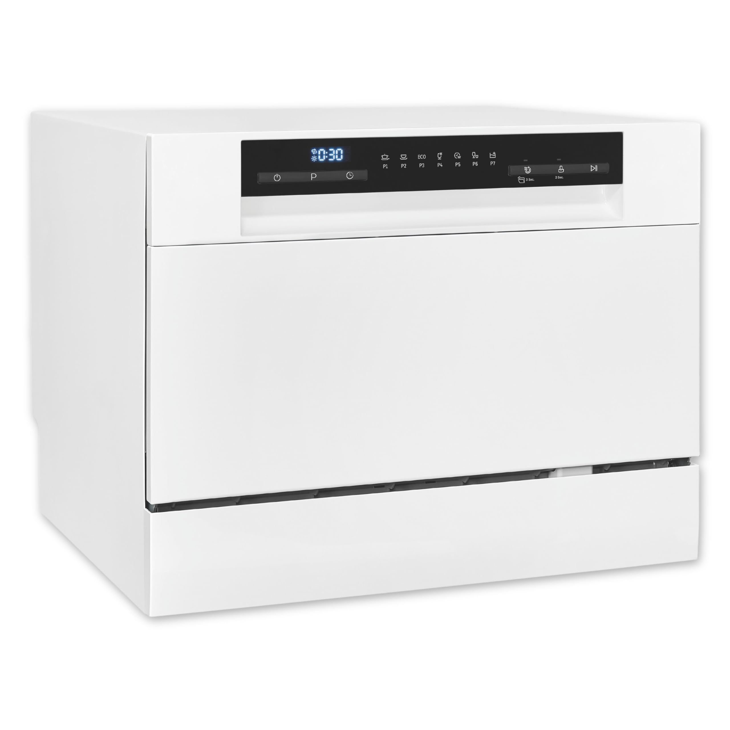 Exquisit Tischgeschirrspüler | 6 Maßgedecke, Energieklasse D, 49 dB Geräusch | 7 Programme, Extra-Trocknung, Selbstreinigung, Startzeitverzögerung, Door Open, Wasserschutz | GSP5206-030D weiss