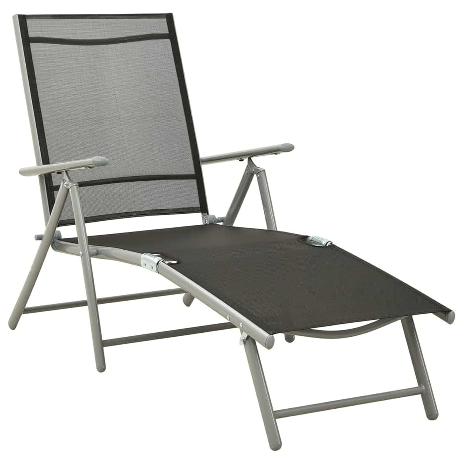 Set Divani da Giardino 3 pz in Textilene e Alluminio Argento,Sdraio da Giardino Pieghevoli, Lettino Prendisole in Alluminio e Textilene