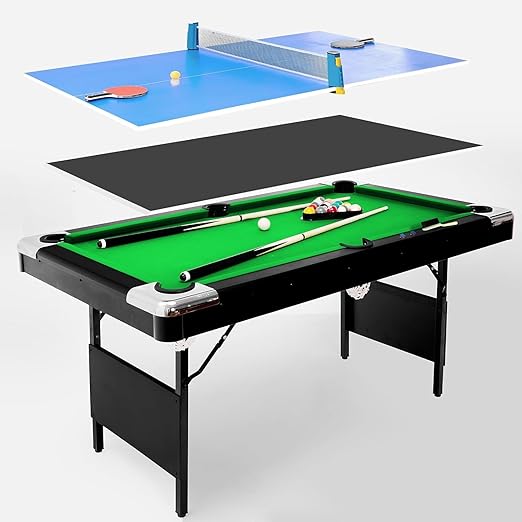 OUTLANE 6, 7, or 8 Ft Billiards Table, Portable Foldable Pool Table, Pool Tables
