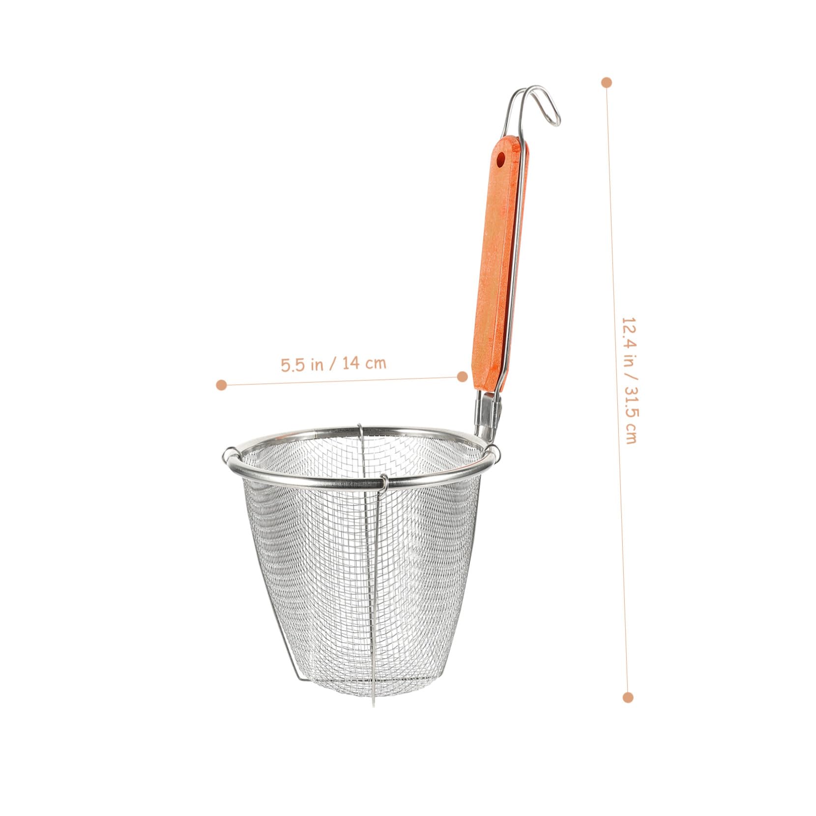 LABRIMP Colador de Acero Inoxidable para Fideos y Pasta con Mango de Madera de 14 Cm, Cesta Escurridora Resistente y Ligera, Utensilio de Cocina Adecuado para Cocción y Escurrido, Juego