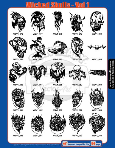 Skulls Clipart-Vinyl Cutter Plotter Clip Art Images-Sign Design Vector Art Graphics CD-ROM (Volumes