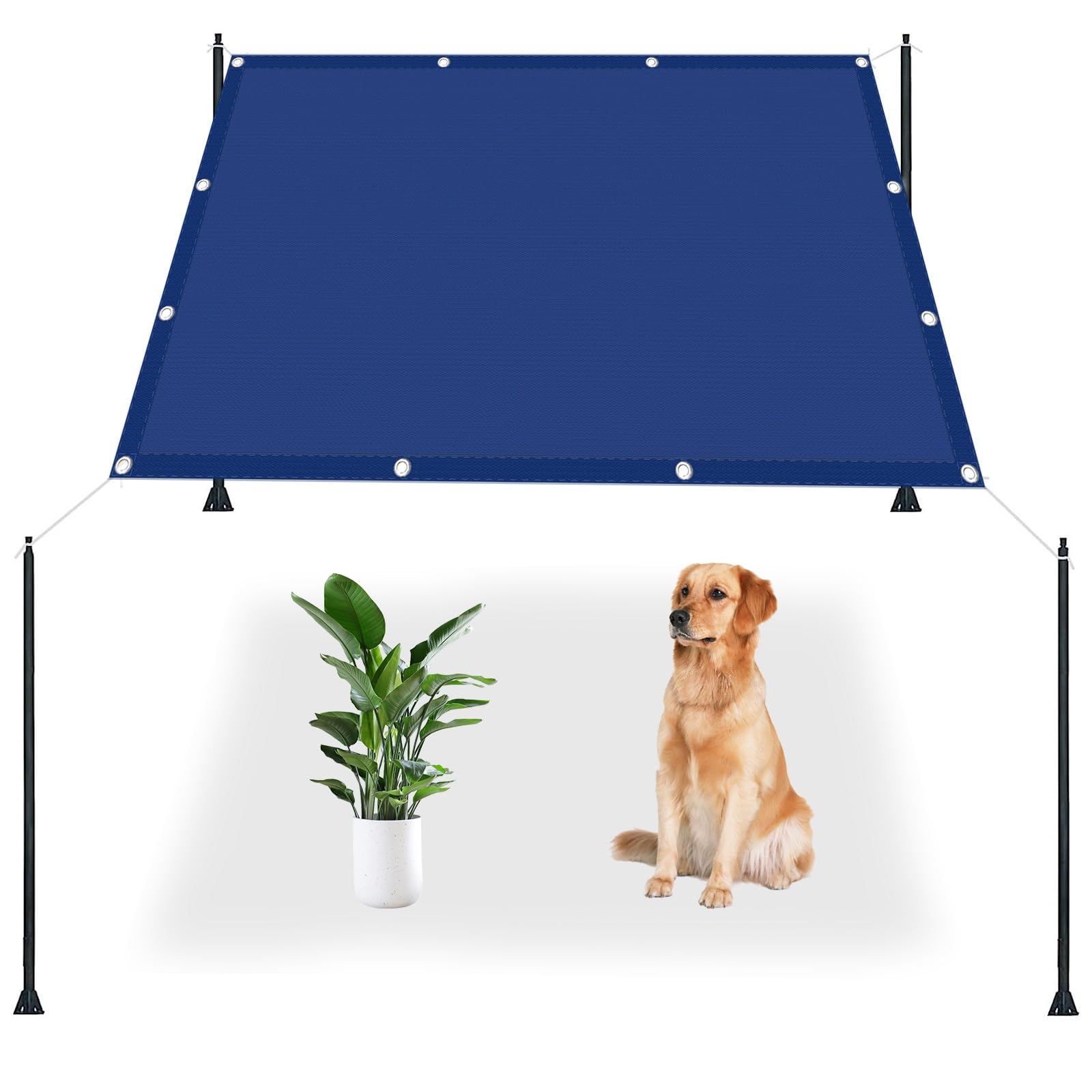 Voile d'ombrage rectangulaire 3x3m bleu foncé anti-UV et coupe-vent pour terrasse et jardin