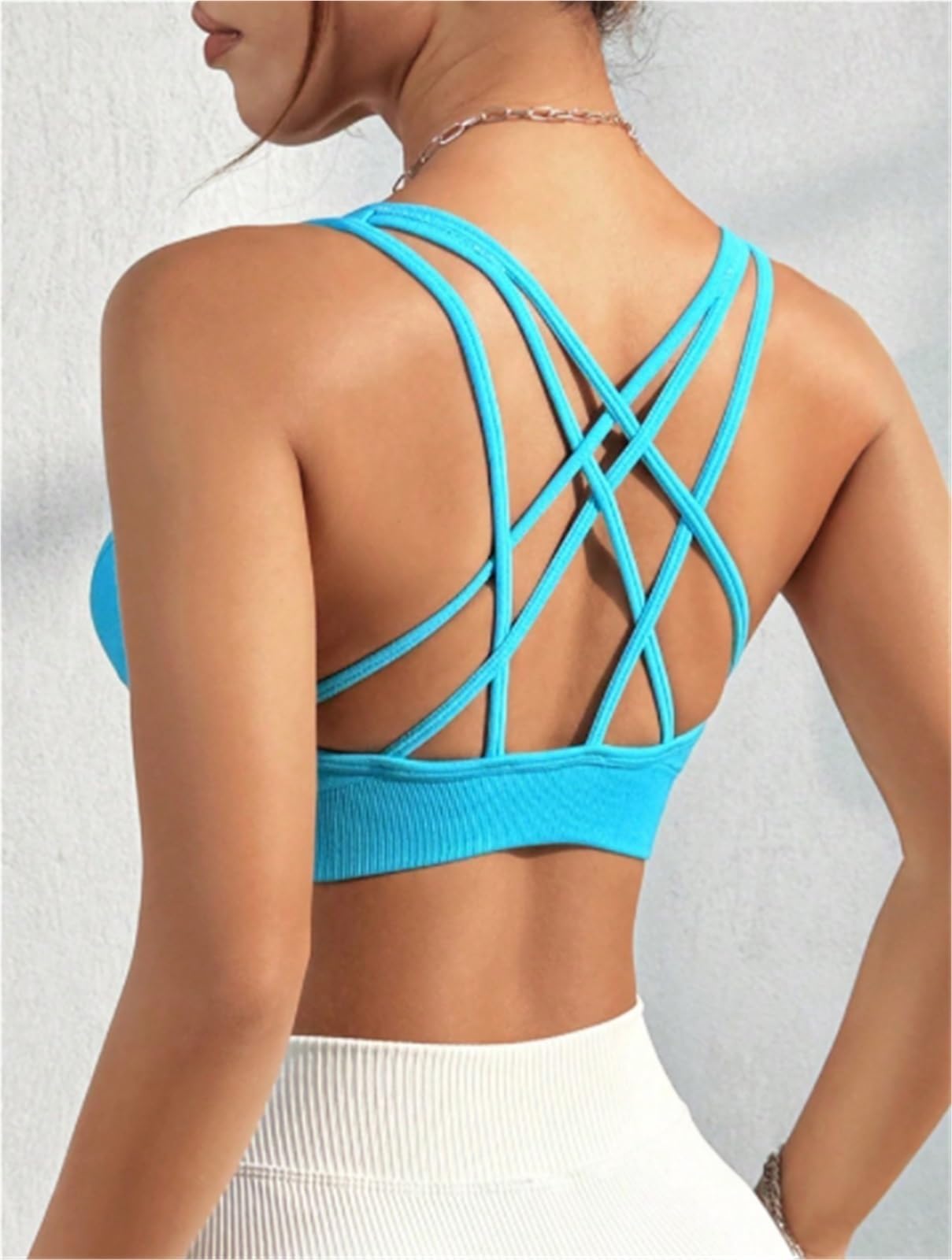 Sujetador Deportivo Sujetador Deportivo con Espalda Cruzada For Mujer, De Yoga Soporte Medio Copas Extraíbles Mujer(Large)