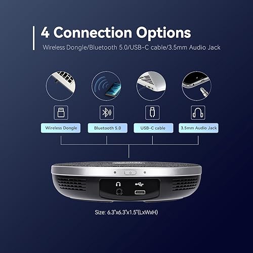 Miniatura 6 de TONGVEO Sistema de cámara de conferencia PTZ de seguimiento automático 4K AI con altavoz Bluetooth y micrófono, zoom óptico 20X, cámara de potencia