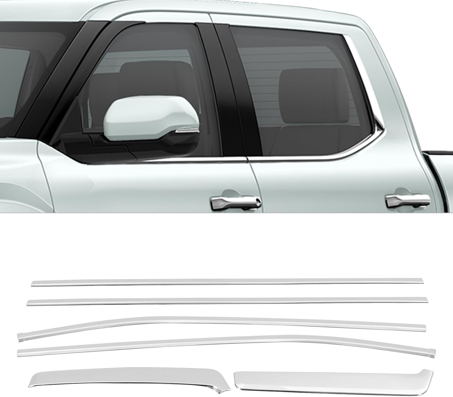 6PCS Door Window Sill Molding Panel Trim for Toyota Tundra 2022 2023 2024, Silver Stainless Steel Car Window Molding Pillar Trim Exterior Accessories Left Driver Side + Right Passenger Side
