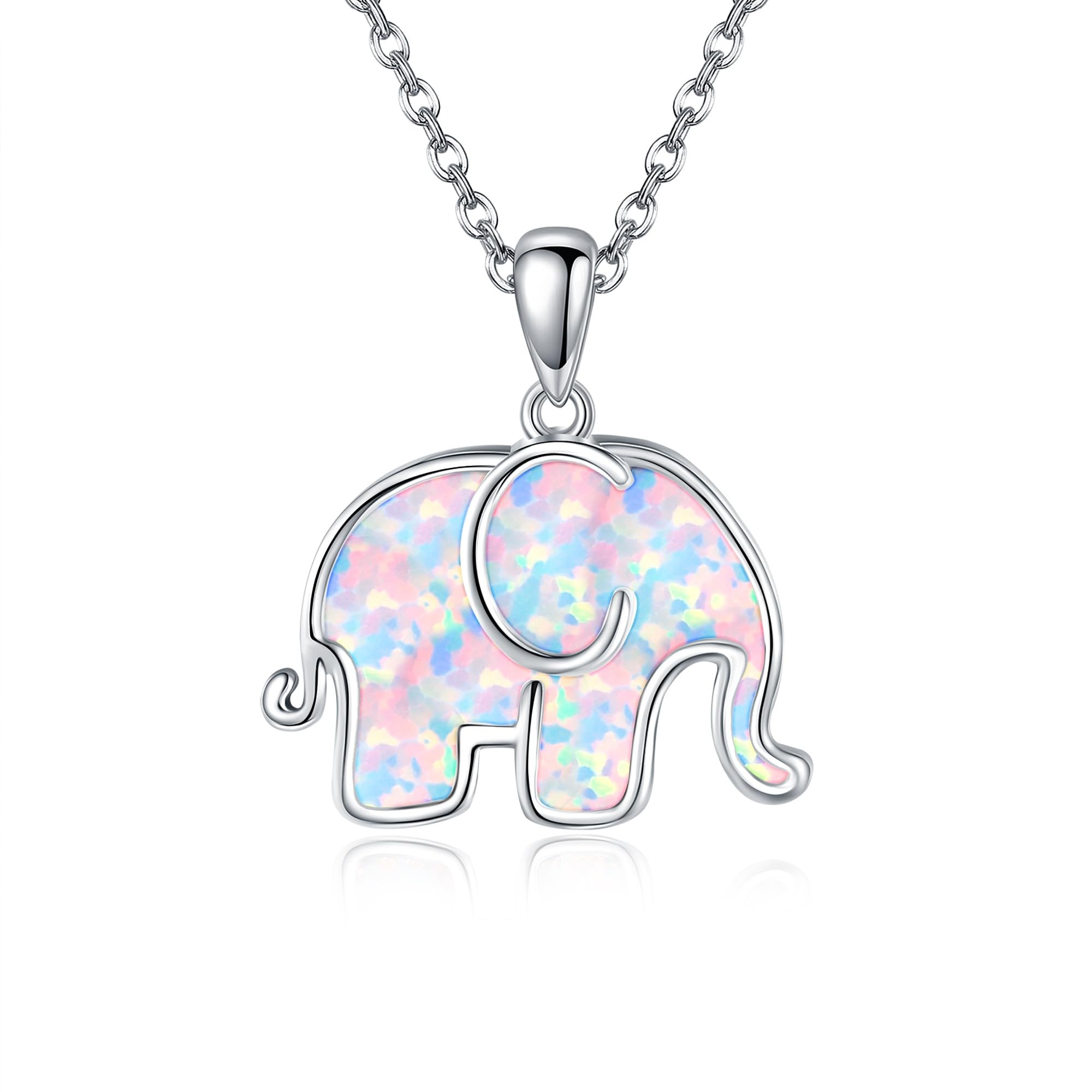 URONE Argento 925 opale catena fenice/farfalla/elefante ciondolo collana gioielli animali regali per le donne, argento sterling e opale, Nessuna pietra preziosa